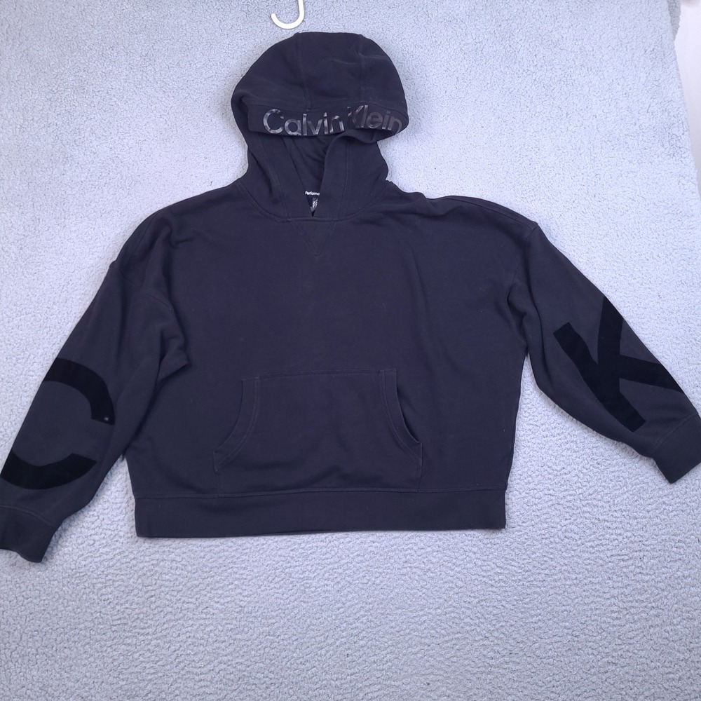 Calvin Klein Performance Womens Large Black Cropped Hoodie Sweatshirt